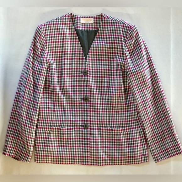 Vintage Pendleton Lined Blazer Jacket Shepherd’s Check Pockets (10) - Picture 8 of 17